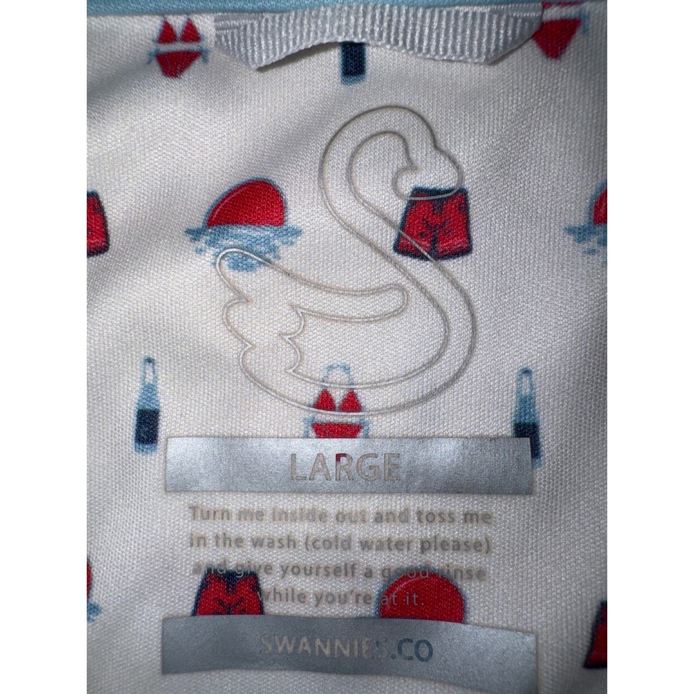 Swannies Co Mens Large Short Sleeve Polo Shirt White Beach All Over Print Golf - Picture 4 of 5